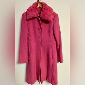 Marciano Women's Pink Faux Fur , 80% Wool, knee length coat